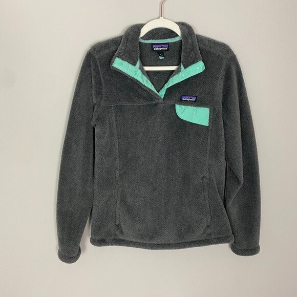 Patagonia Re-Tool Snap-T Fleece Pullover Jacket Grey Blue Womens Medium - Picture 1 of 5